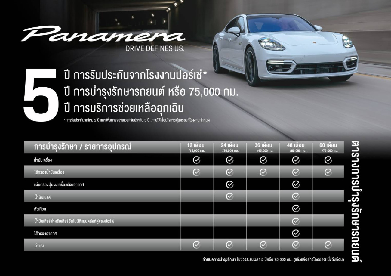 ปอร์เช่ ประเทศไทย มอบความคุ้มค่าเหนือระดับกับแคมเปญสุดพิเศษ “ดูแลรถยนต์ตลอดระยะเวลา 5 ปี” สำหรับรถปอร์เช่พานาเมร่า (โมเดล G2 II)