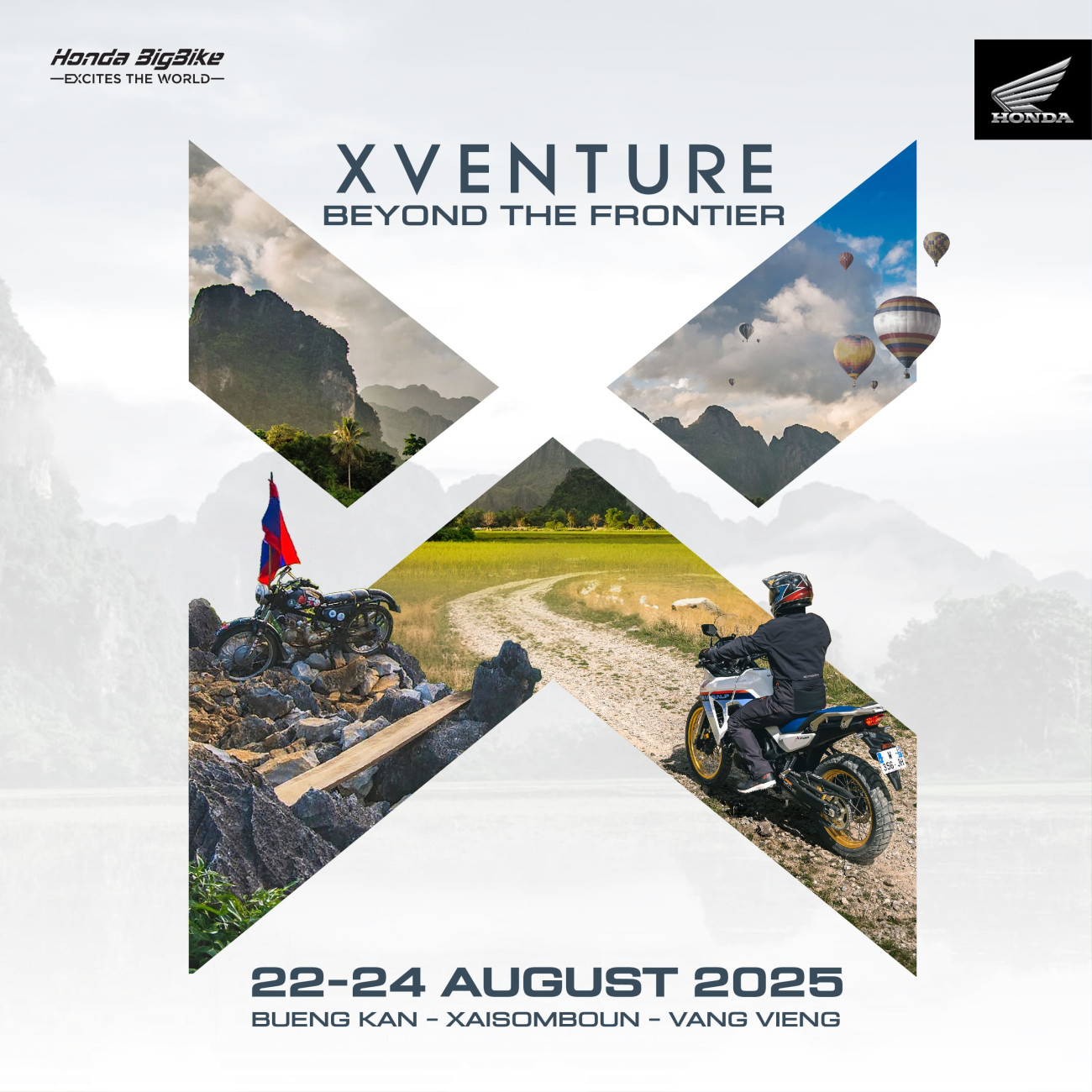 ฮอนด้าบิ๊กไบค์ ชวนสายลุยเปิดเส้นทางผจญภัย XVENTURE 2025  ขี่ข้ามพรมแดนบึงกาฬ–วังเวียง