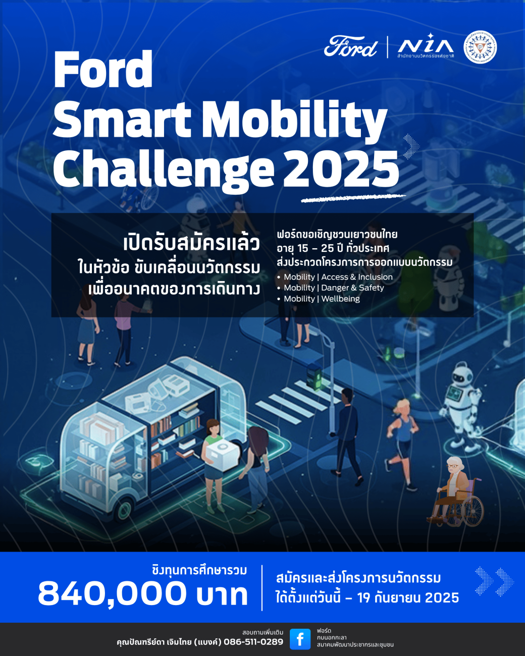 ฟอร์ดเปิดเวทีเฟ้นหาเยาวชนนวัตกรกับโครงการ Ford Smart Mobility Challenge  ชิงทุนรวมกว่า 840,000 บาท พร้อมต่อยอดไอเดียเพื่อชุมชน