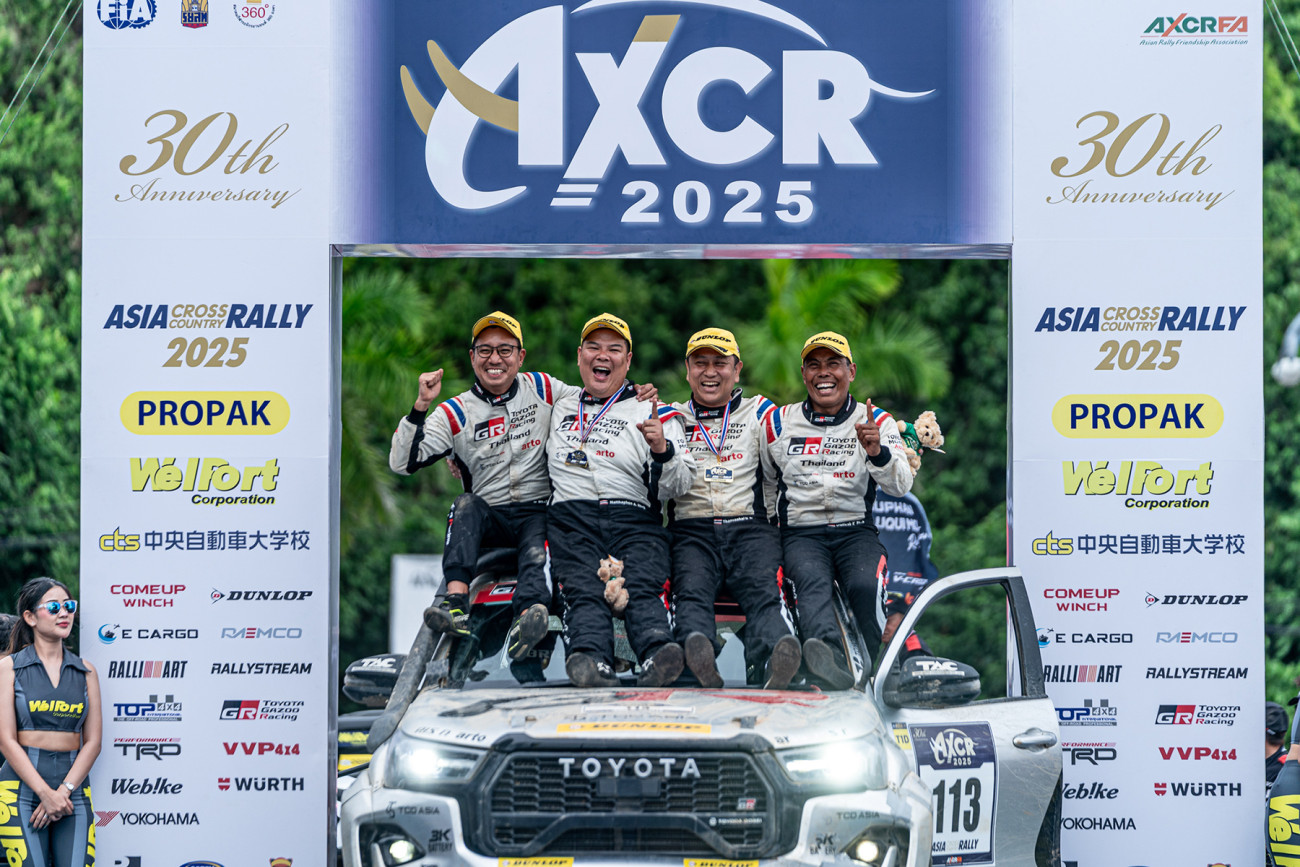 “TOYOTA GAZOO Racing Thailand” ครองโพเดียม 2 ปีซ้อน คว้าอันดับ 2 และ 5 ในรุ่น T1D   ศึกใหญ่ Asia Cross Country Rally 2025 (AXCR 2025) ด้วย Hilux REVO 