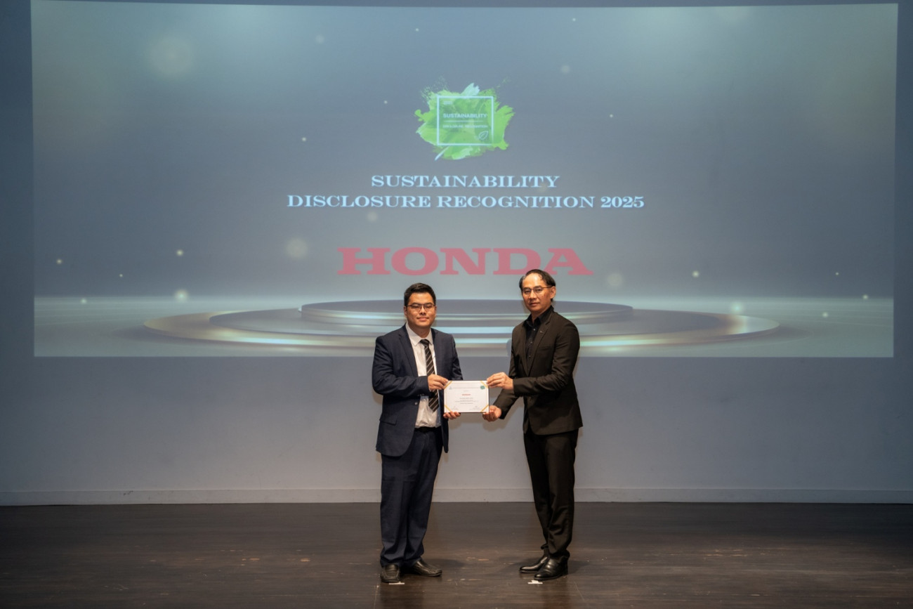 ไทยฮอนด้า รับรางวัล “Sustainability Disclosure Recognition” จากสถาบันไทยพัฒน์  ตอกย้ำมาตรฐานการดำเนินงานด้านความยั่งยืนครบทุกมิติ
