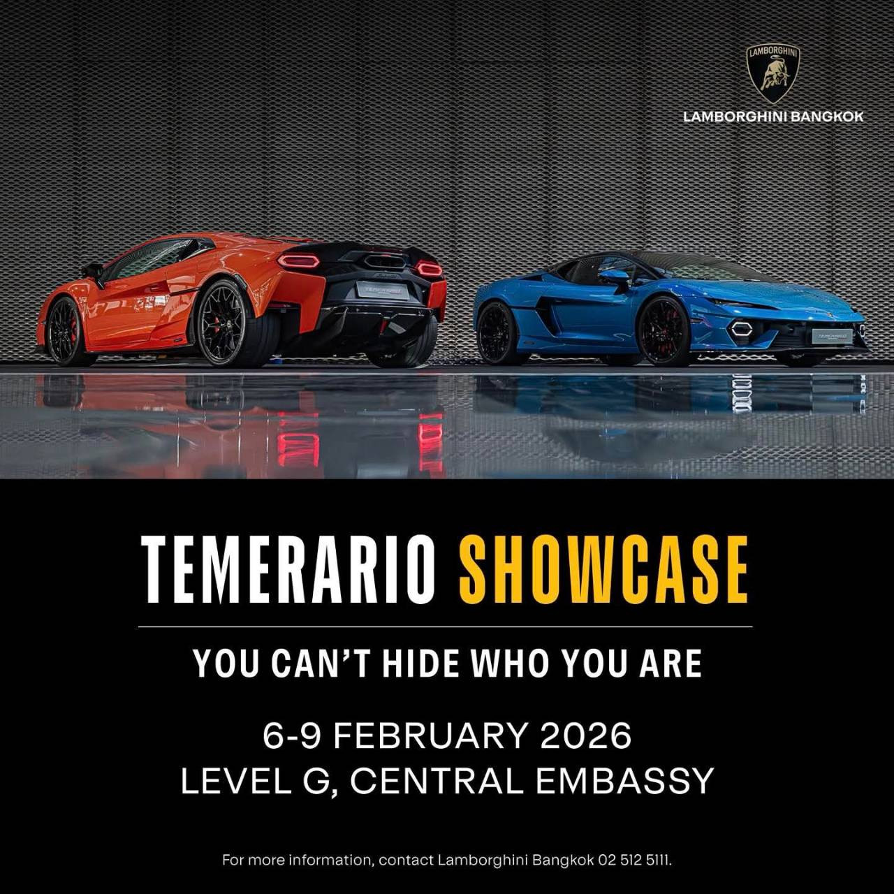LAMBORGHINI SHOWCASE 2026 ส่งตรงถึงไทยกันอีกครั้ง กับ Lamborghini Temerario ระหว่างวันที่ 6-9 กุมภาพันธ์ 2569 ณ เซ็นทรัล เอ็มบาสซี ชั้น G