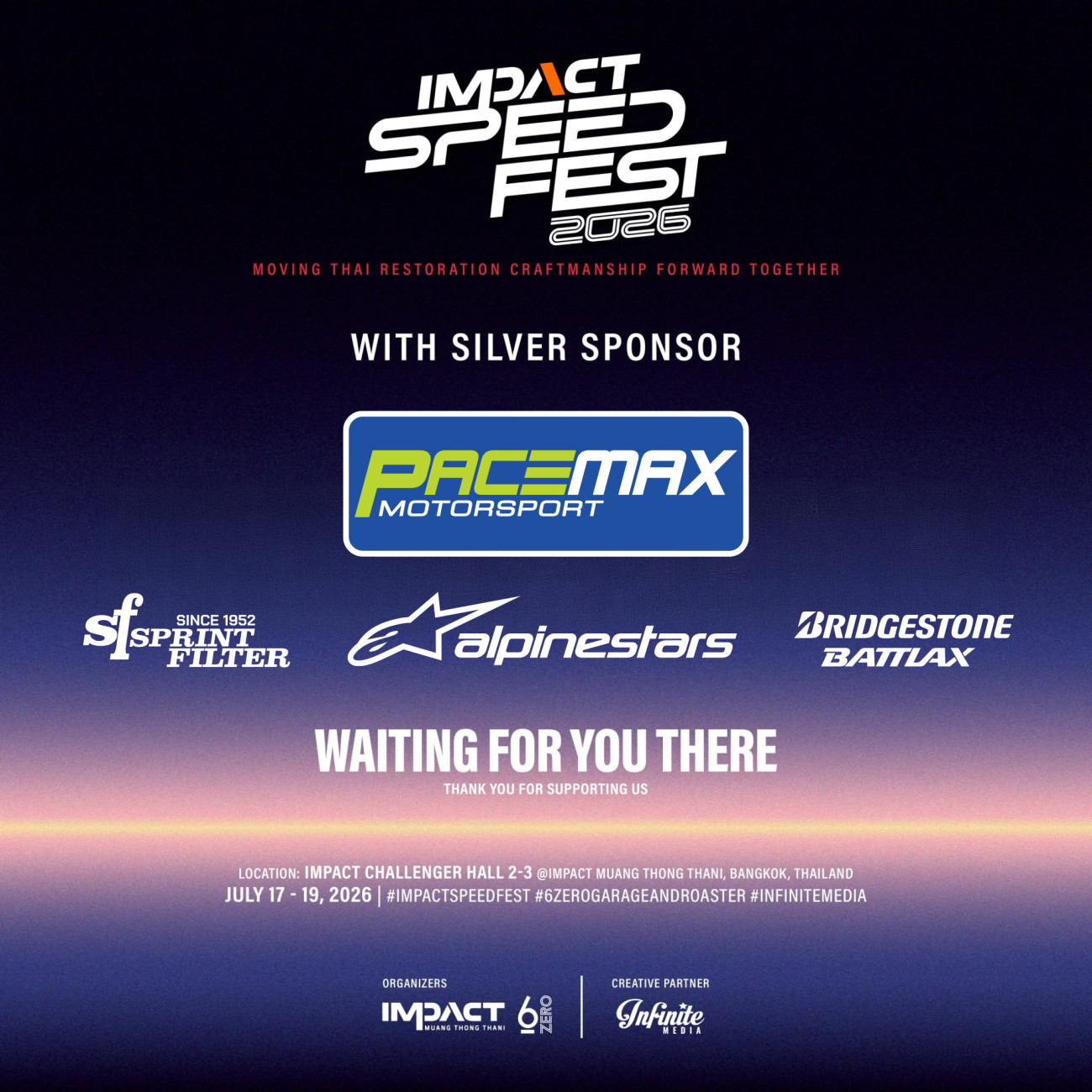 นับถอยหลัง 17-19 ก.ค.นี้ ! เพซแม็กซ์ มอเตอร์สปอร์ต จัดทัพ Brand ระดับโลก บุก IMPACT Speed Fest พร้อมเปิดตัวหมวก Alpinestars S-R7 และ SM3 ครั้งแรกในไทย
