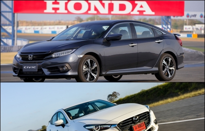 Deft Versus  After Drive  : Honda  Civic 1.5 Turbo  VS 2017 Mazda 2.0  Sedan  มวยถูกรุ่นแม้ดูแตกต่าง