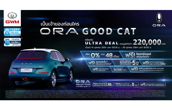 Great Wall Motor เปิดจองสิทธิ์ลงทะเบียนเพื่อซื้อ ORA Good Cat มอบข้อเสนอสุดพิเศษ