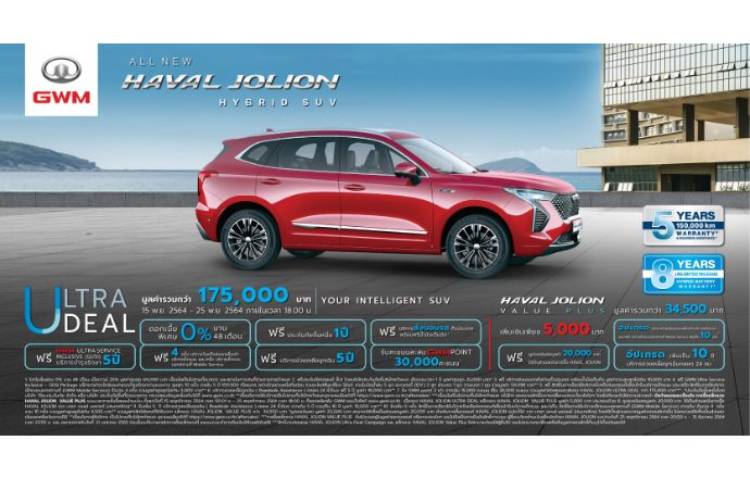 Great Wall Motor เปิดจองสิทธิ์เพื่อซื้อ All New HAVAL JOLION Hybrid SUV กับแคมเปญ ULTRA DEAL